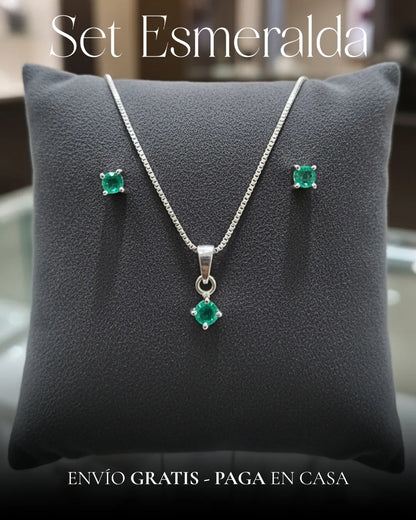 SET ESMERALDA CADENA CON DIJE Y TOPOS